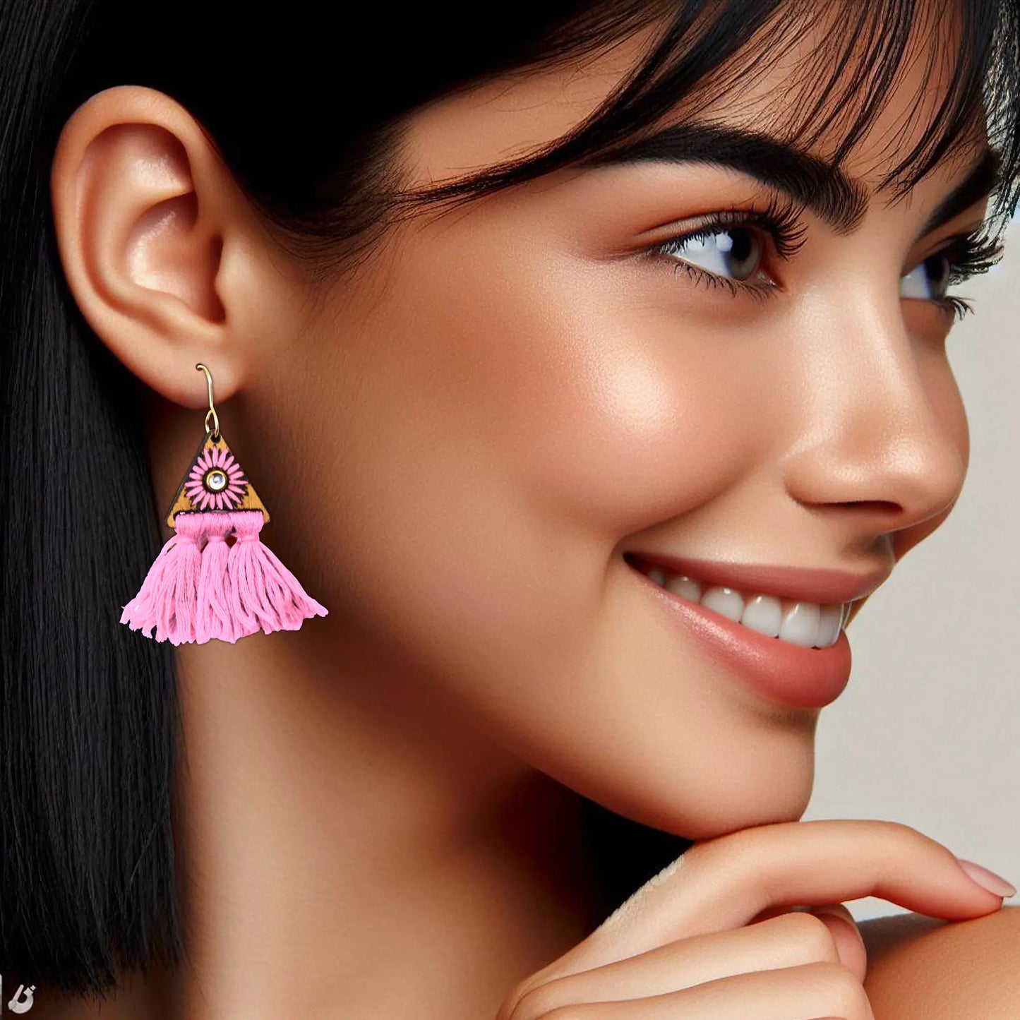 baby pink tassel earrings