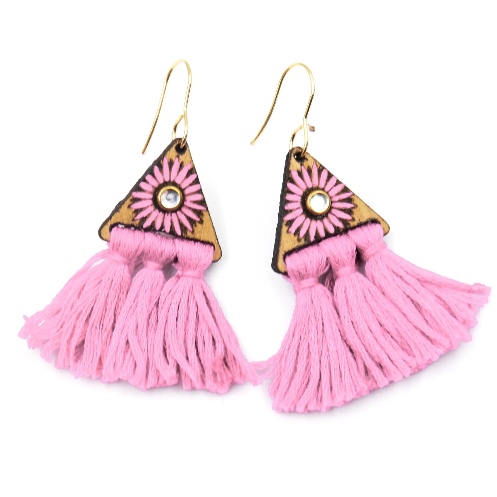 baby pink tassel earrings