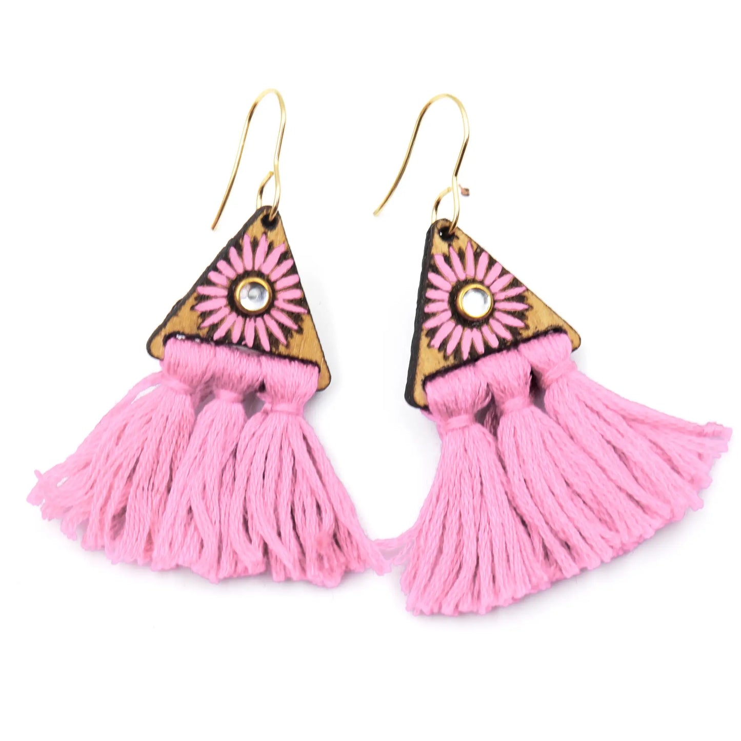 light pink tassel earrings