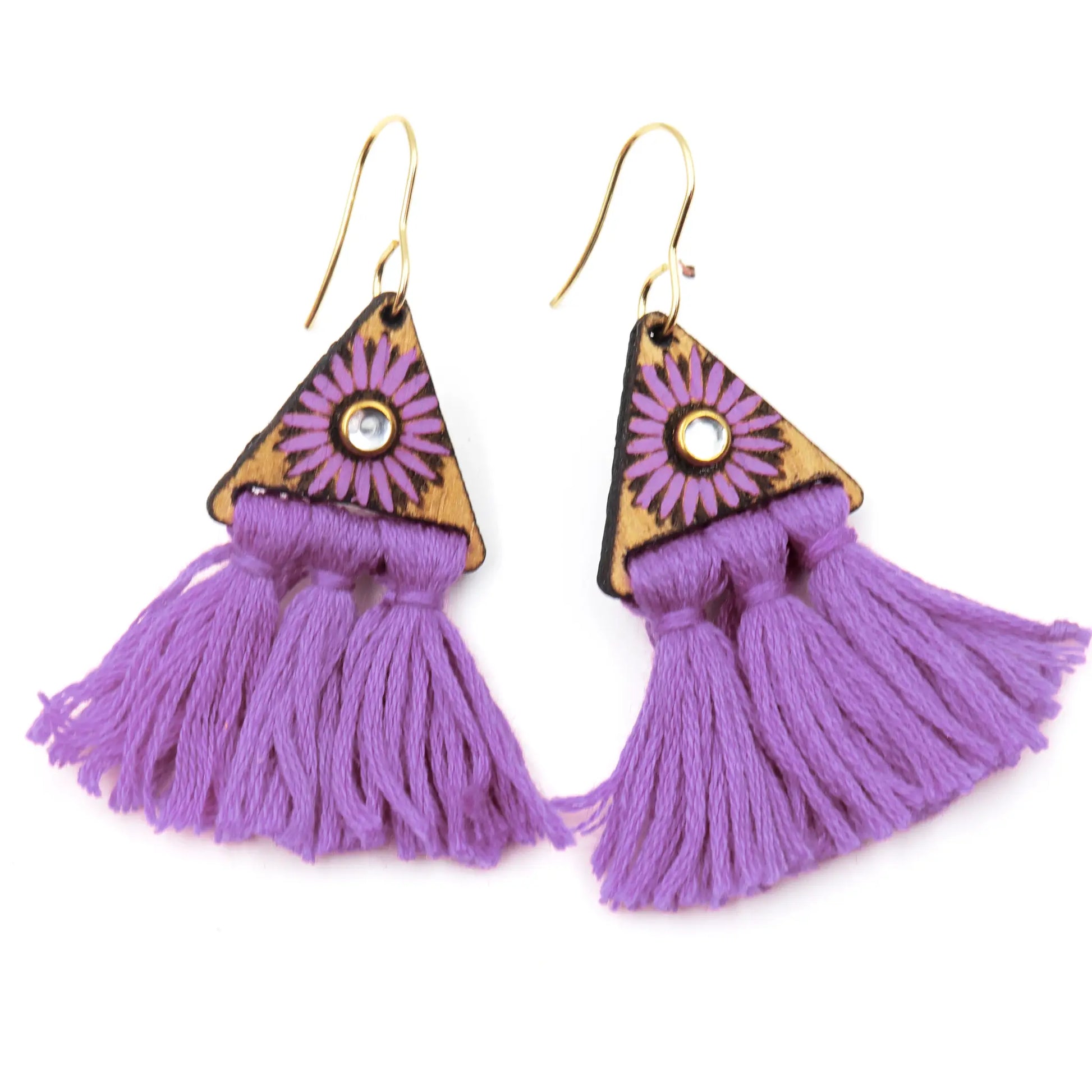 lavendar tassel earrings