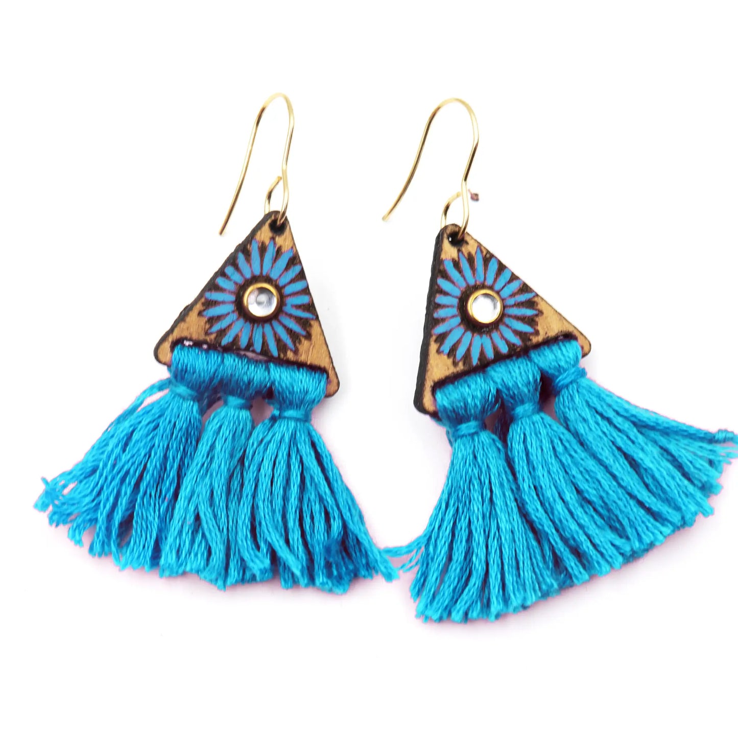 blue tassel earrings