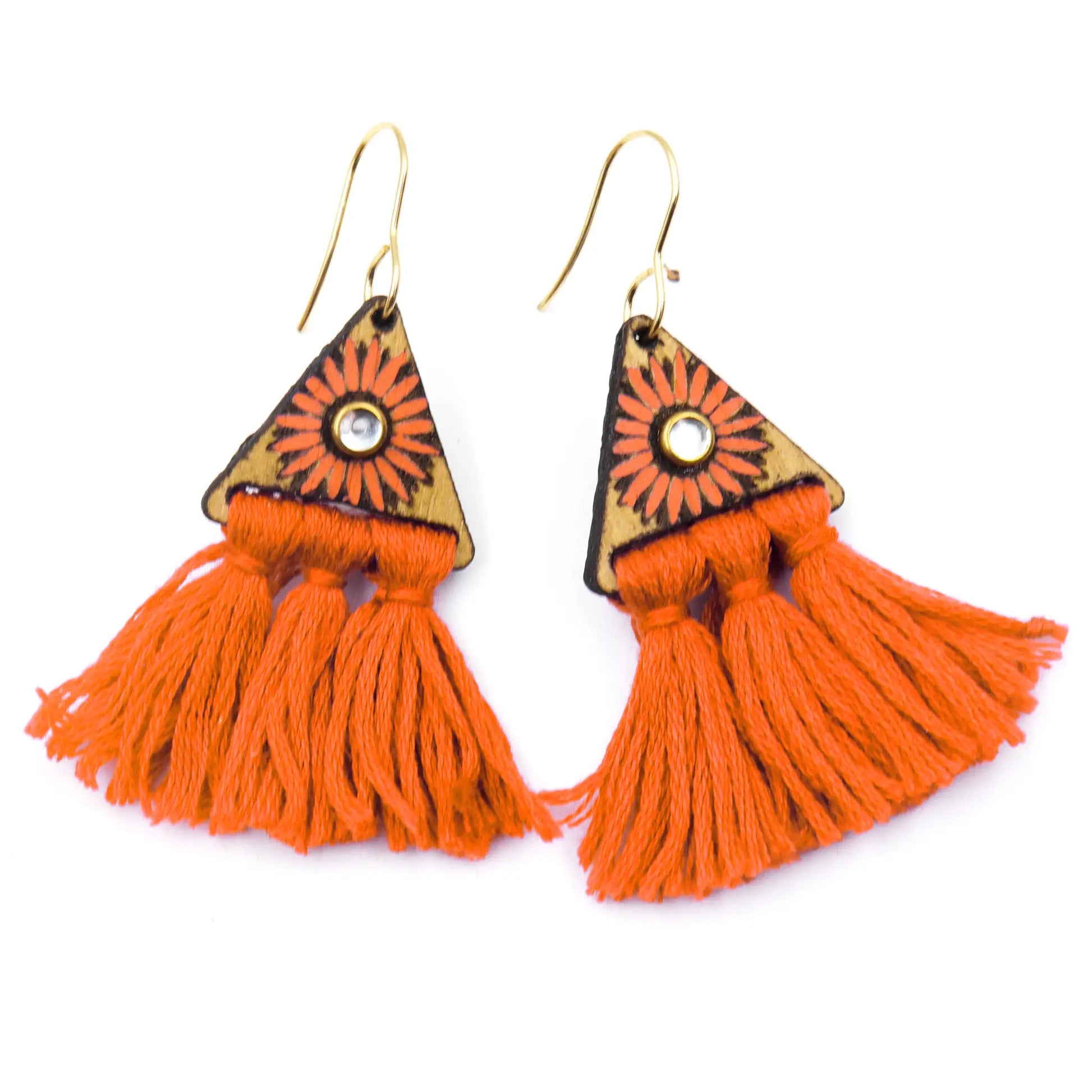 orange macrame earrings