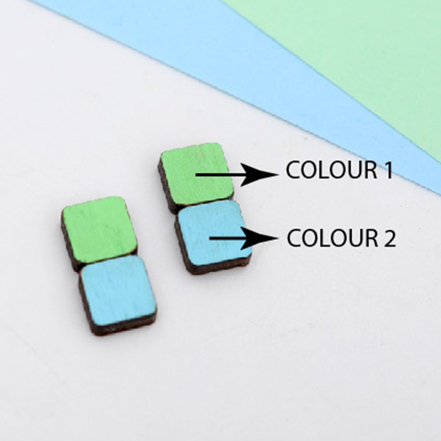 Hand-Painted Wooden Stud Earrings – Laser-Cut Minimalist Color Block Jewelry