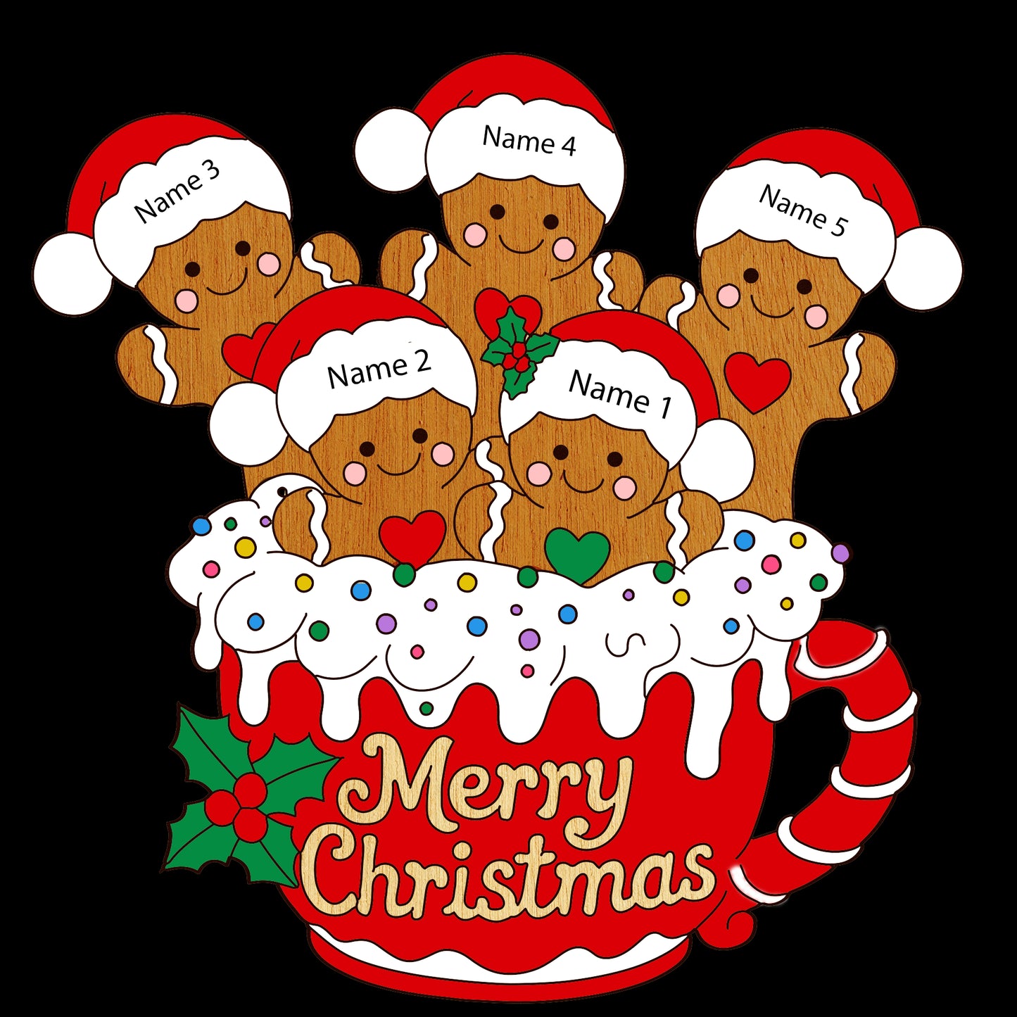 Custom Family Gingerbread Christmas Wooden Fridge Magnet | Personalized Holiday Decoration | Hand-Painted Ornament Gift