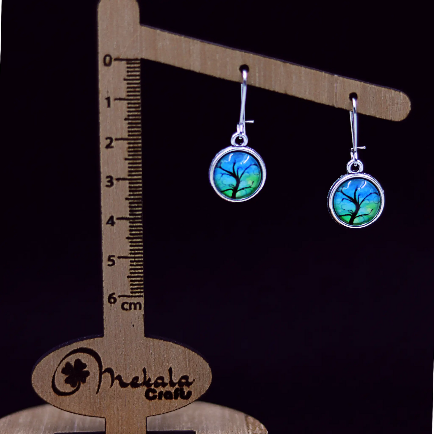 "Tree of Knowledge" Glass cabochon Earrings | Glass dome earrings | for women