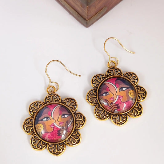 Floral earrings | glass dome earrings | women's day earrings | perfect ethnic earrings for women