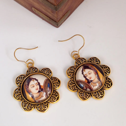 Antique earrings | glass dome earrings | women's day earrings | perfect ethnic earrings for women