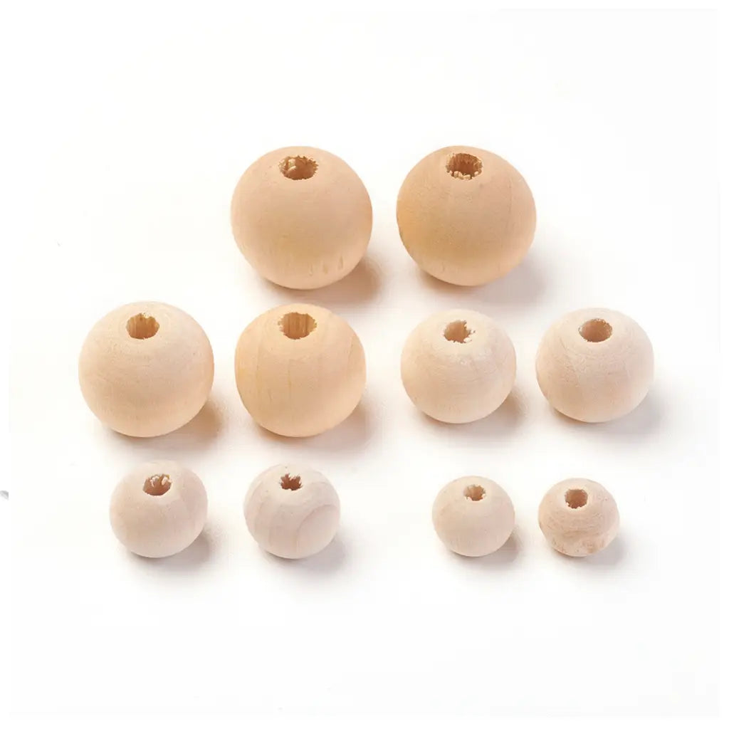 Unfinished Wood Beads, Natural Wooden Loose Beads Spacer Beads, Lead Free, Round, Moccasin, 8mm/10mm/12mm/14mm/16mm, Hole: 2~3mm (Pack of 10 beads)