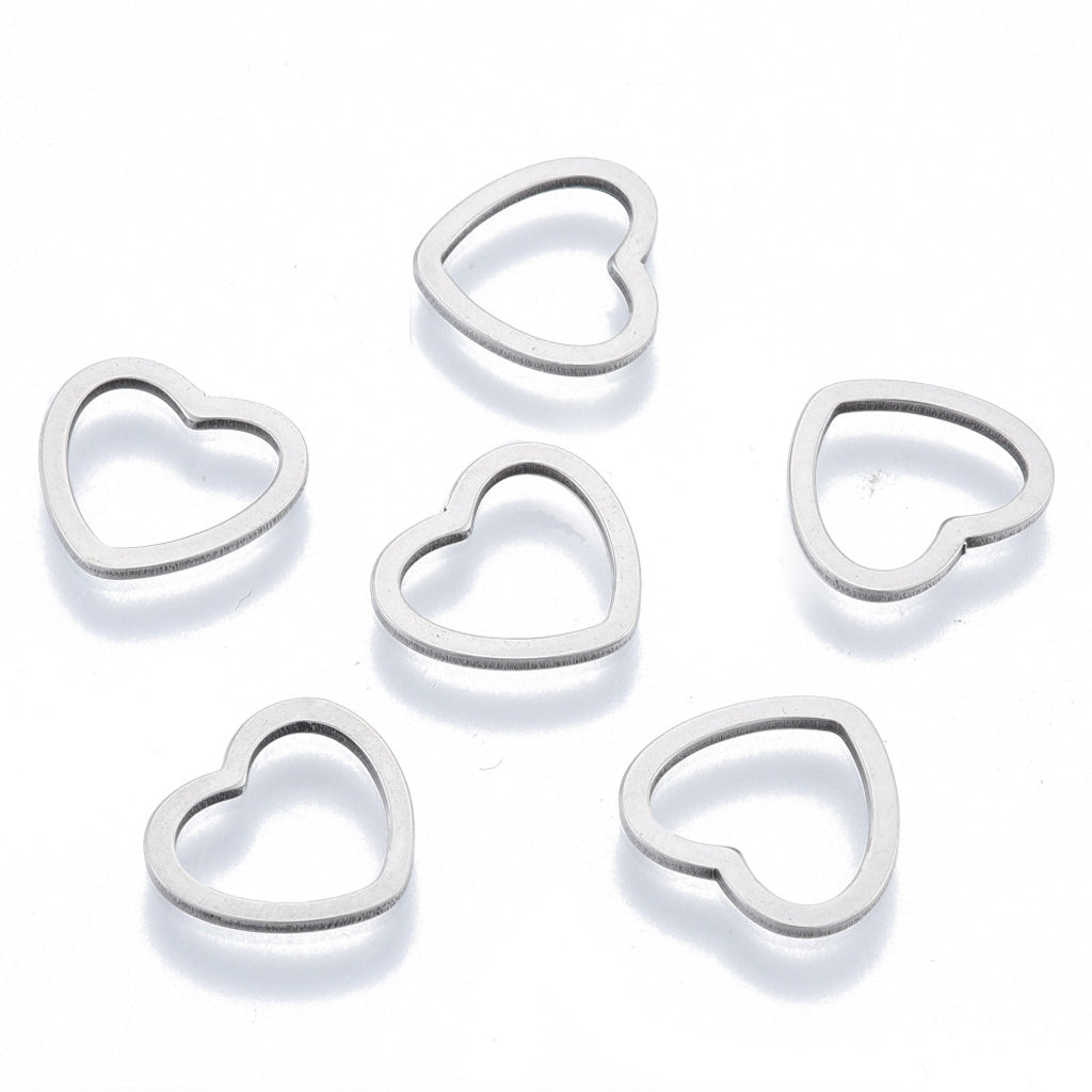 Non-Tarnish 201 Stainless Steel Linking Rings, Heart, Stainless Steel Color | Pack of 1