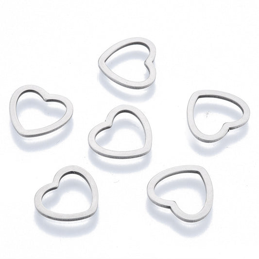 Non-Tarnish 201 Stainless Steel Linking Rings, Heart, Stainless Steel Color | Pack of 1