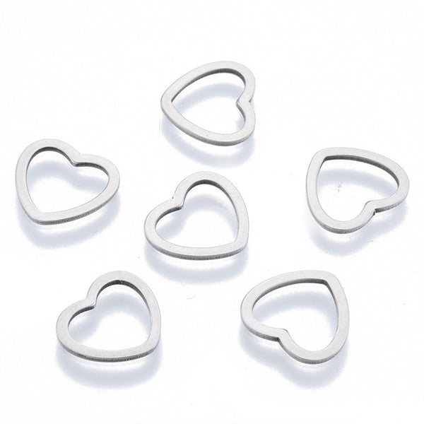 Non-Tarnish 201 Stainless Steel Linking Rings, Heart, Stainless Steel Color | Pack of 1