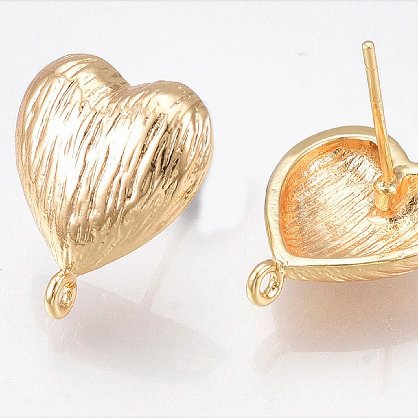 Heart Shaped Brass Stud Earring Findings