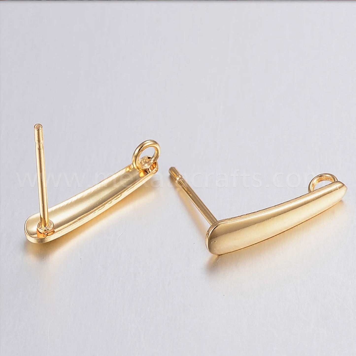 304 Stainless Steel Stud Earring Findings, with Loop, Golden
