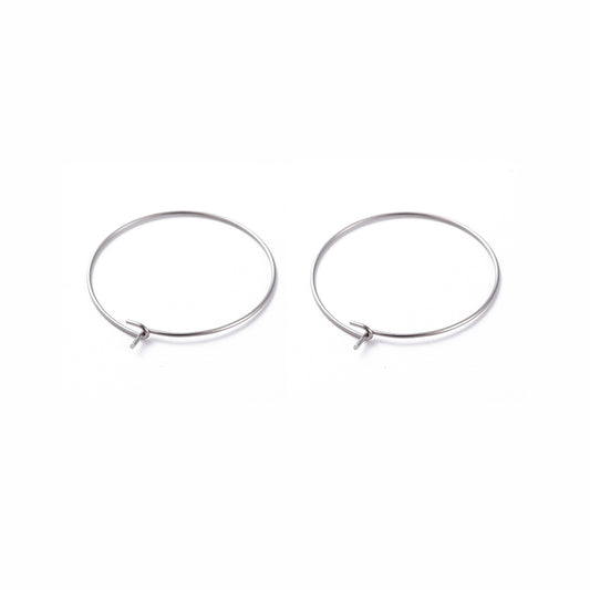 316 Surgical Stainless Steel Hoop Earring Findings, Wine Glass Charms Findings, Stainless Steel Color | Pack of 2