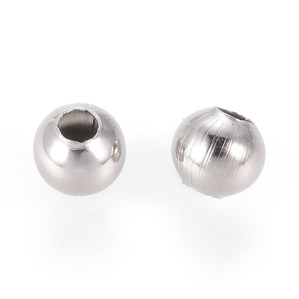 Non-Tarnish Stainless Steel Beads, Solid Round, Stainless Steel Color | Pack of 10