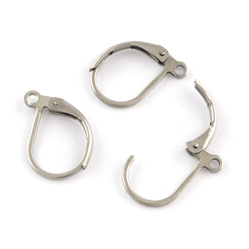 Tarnish Resistant 304 Stainless Steel Leverback Earrings Findings, with Loop, Stainless Steel colour | Sold in pairs