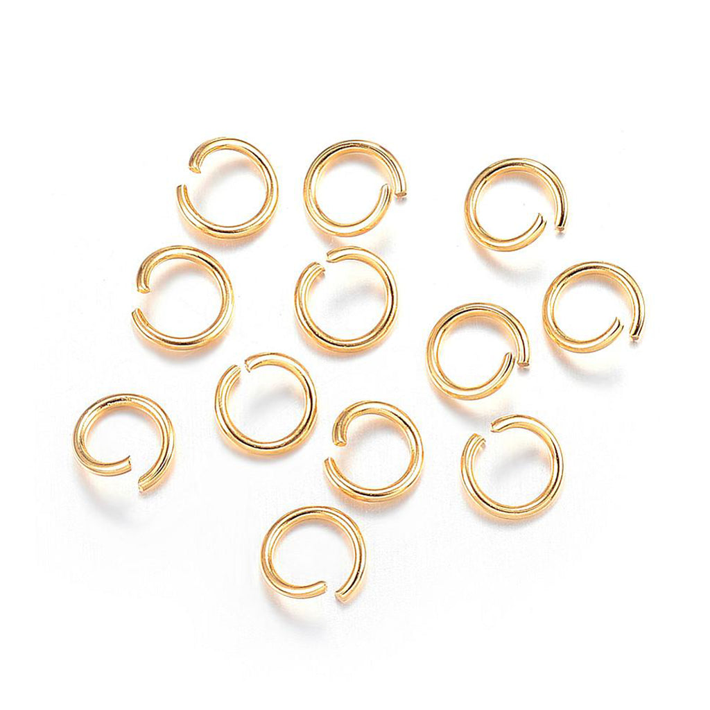 304 Stainless Steel Jump Rings, Round Ring, Open Jump Rings, Ion Plating(IP), Real 18K Gold Plated | Pack of 10
