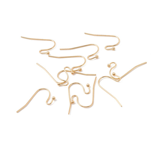 316 Surgical Stainless Steel Earring Hooks, Ear Wire, Real 18K Gold Plated, 21x12x2mm, 22 Gauge, Pin: 0.6mm | Sold in pairs