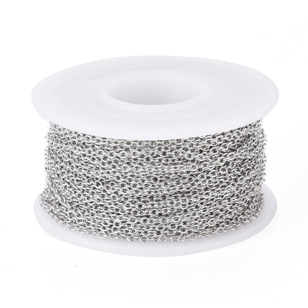 Tarnish Resistant 304 Stainless Steel Cable Chains, Soldered, Oval, Stainless Steel Color, 2x1.5x0.4mm | Pack of 1 meter