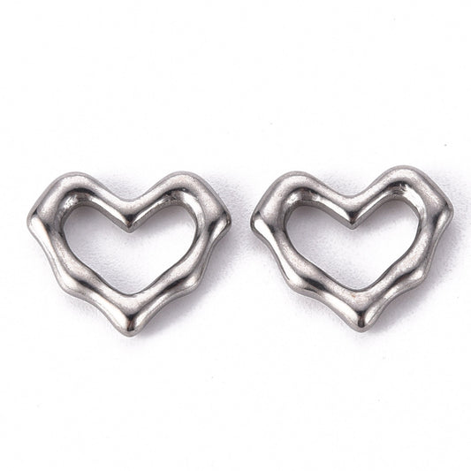 Non-Tarnish 304 Stainless Steel Linking Rings, Heart | Pack of 1