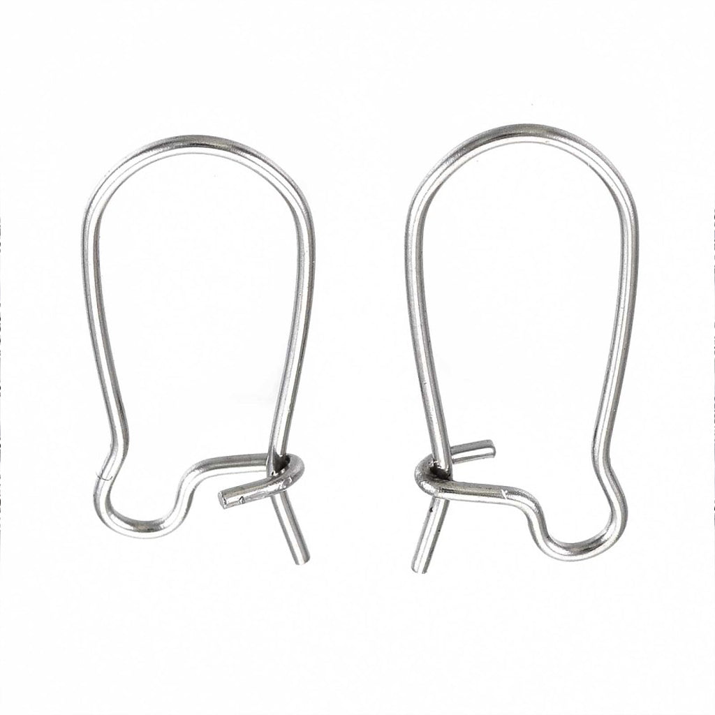 Tarnish Resistant 304 Stainless Steel Hoop Earring Findings, Kidney Ear Wire, Rings, Stainless Steel Color | Sold in Pairs