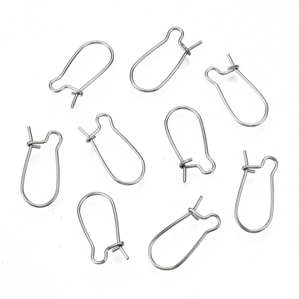 Tarnish Resistant 304 Stainless Steel Hoop Earring Findings, Kidney Ear Wire, Rings, Stainless Steel Color | Sold in Pairs
