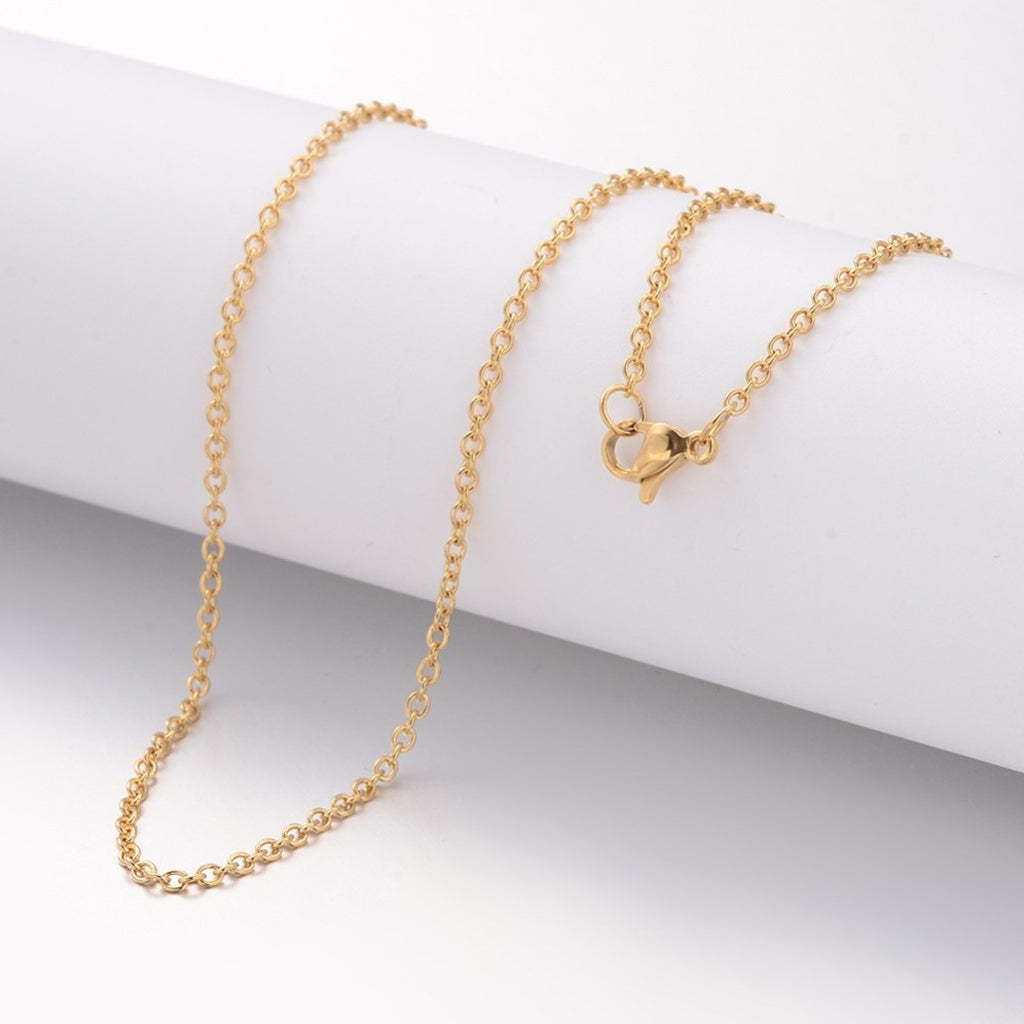 Ion Plating(IP) 304 Stainless Steel Necklace, Cable Chains, with Lobster Clasps, Golden, 19.69 inch(50cm), 2mm | Pack of 1