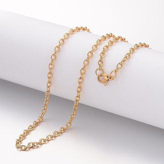 Ion Plating(IP) 304 Stainless Steel Necklace, Cable Chains, with Lobster Clasps, Golden, 17.72 inch(45cm), 2mm | Pack of 1