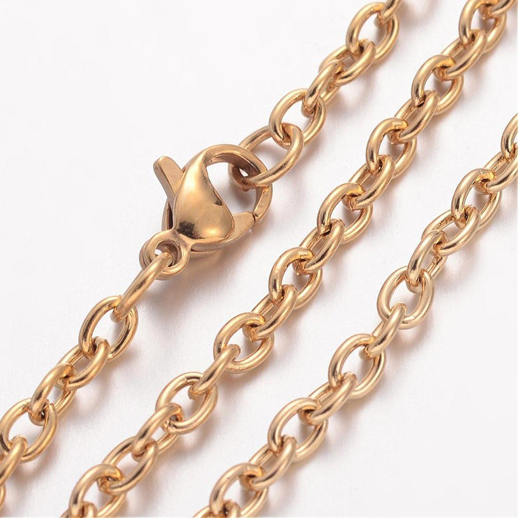 Ion Plating(IP) 304 Stainless Steel Necklace, Cable Chains, with Lobster Clasps, Golden, 17.72 inch(45cm), 2mm | Pack of 1