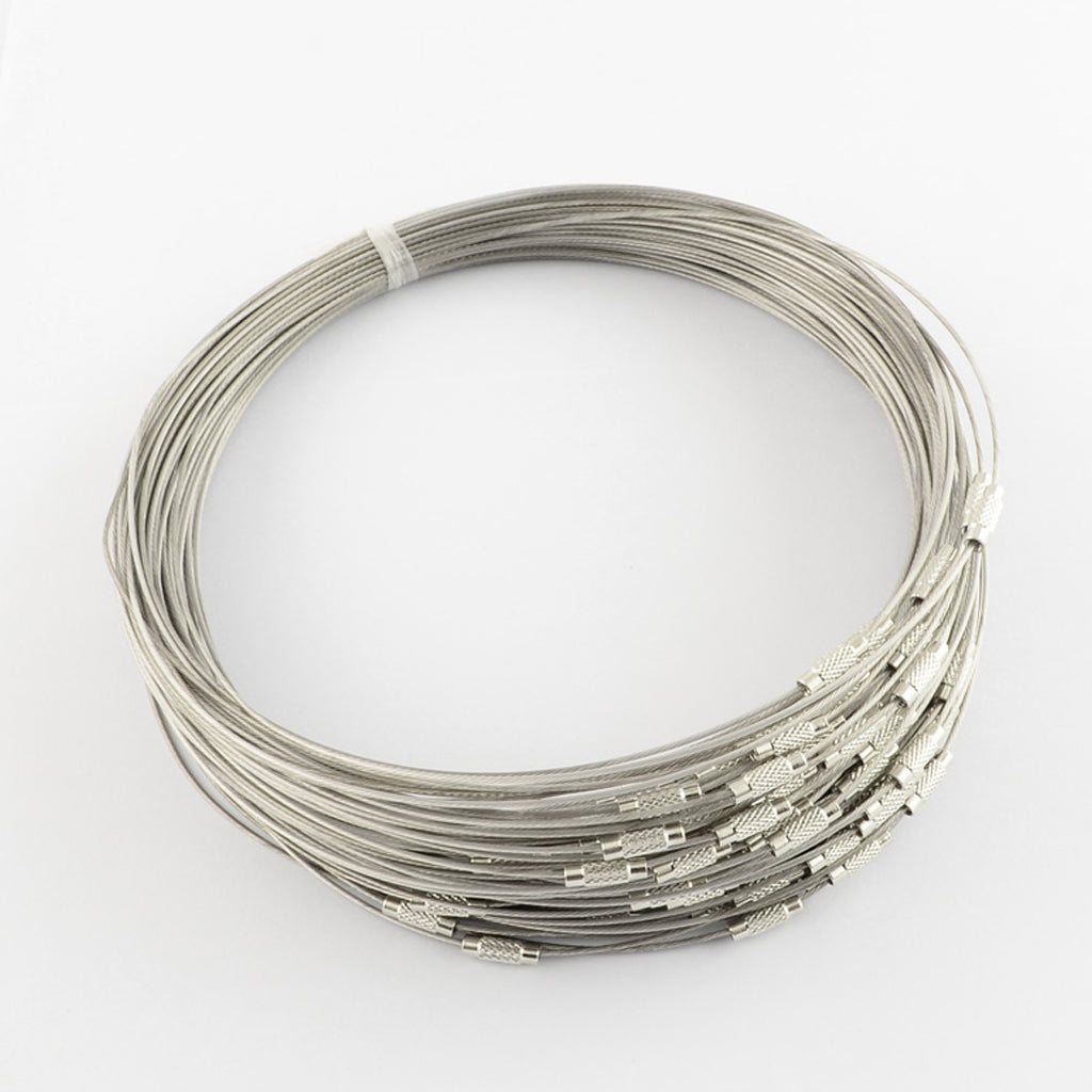 Stainless Steel Wire Necklace Cord DIY Jewelry Making, with Brass Screw Clasp, Dark Gray, 17.5 inch | Pack of 1