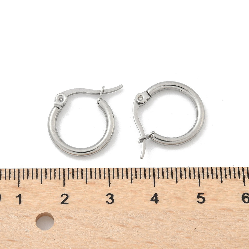 Tarnish Resistant 304 Stainless Steel Hoop Earrings, Hypoallergenic Earrings, Ring Shape, Stainless Steel Color, 12 Gauge | Sold in pairs