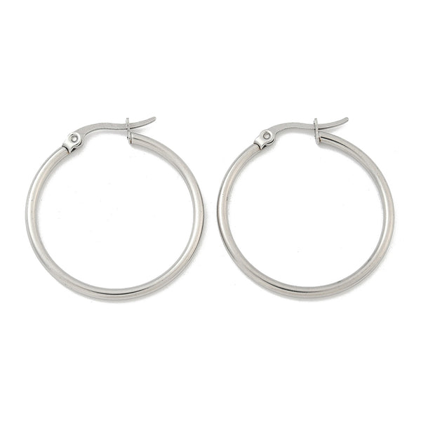 Tarnish Resistant 304 Stainless Steel Hoop Earrings, Hypoallergenic Earrings, Ring Shape, Stainless Steel Color, 12 Gauge | Sold in pairs
