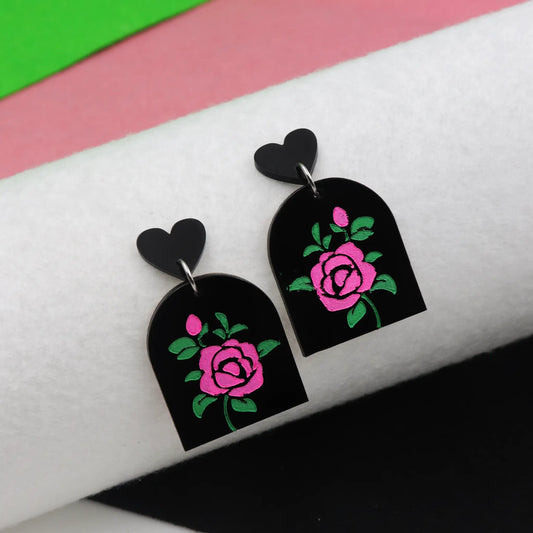 rose flower earrings