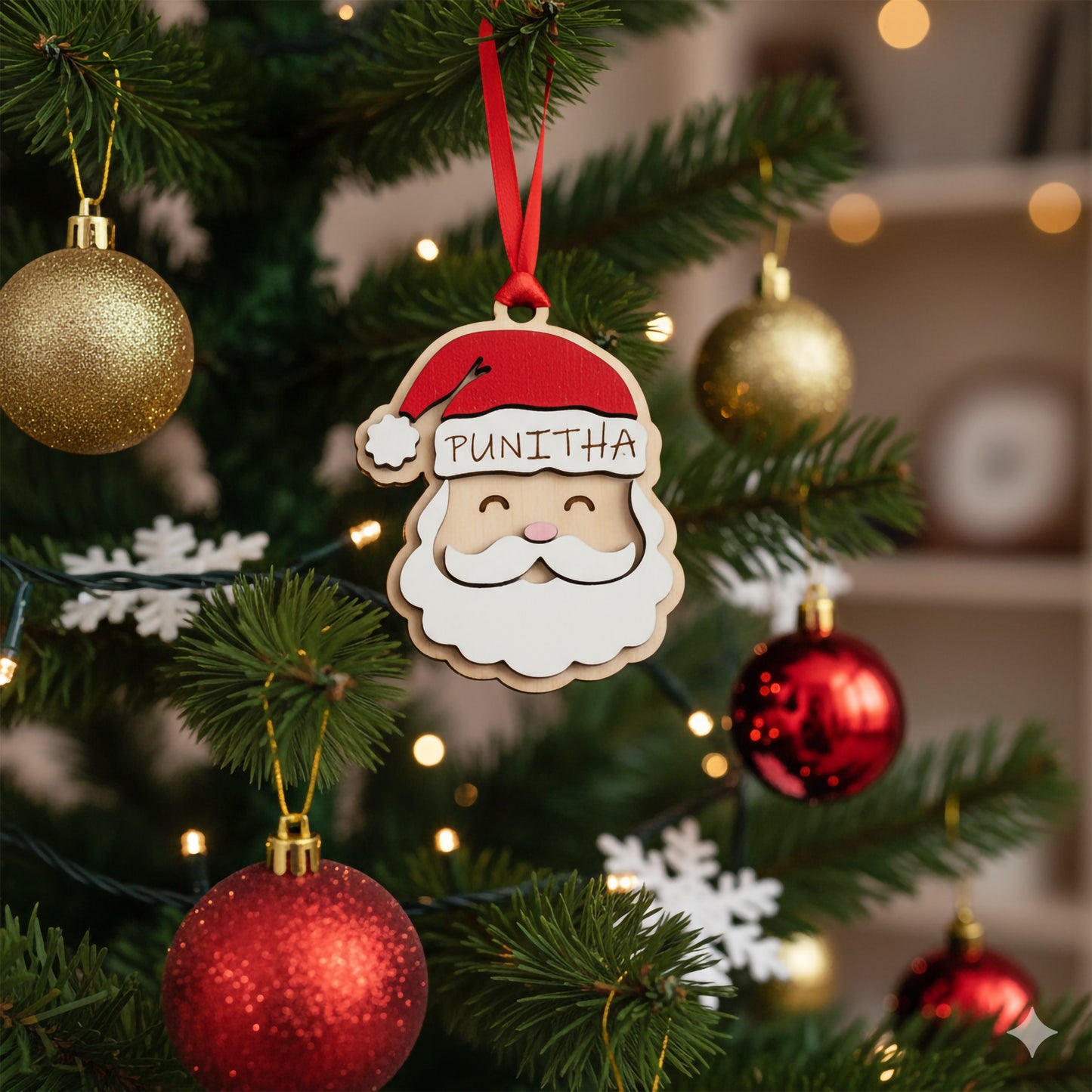 Custom Engraved Wooden Ornament | Hand-Painted & Personalized Christmas Decor