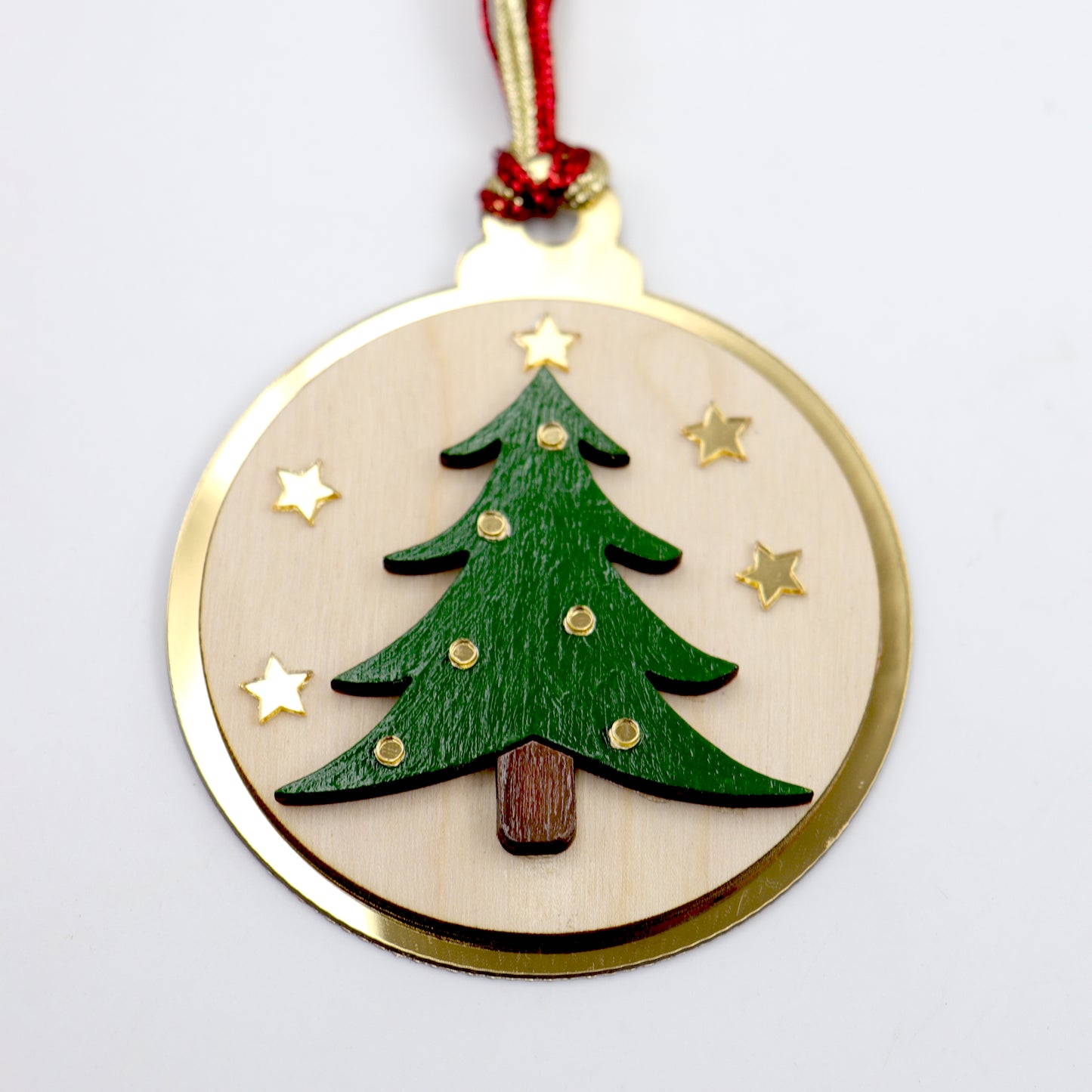 Wooden Christmas Tree Ornament - Festive Star & Tree Design