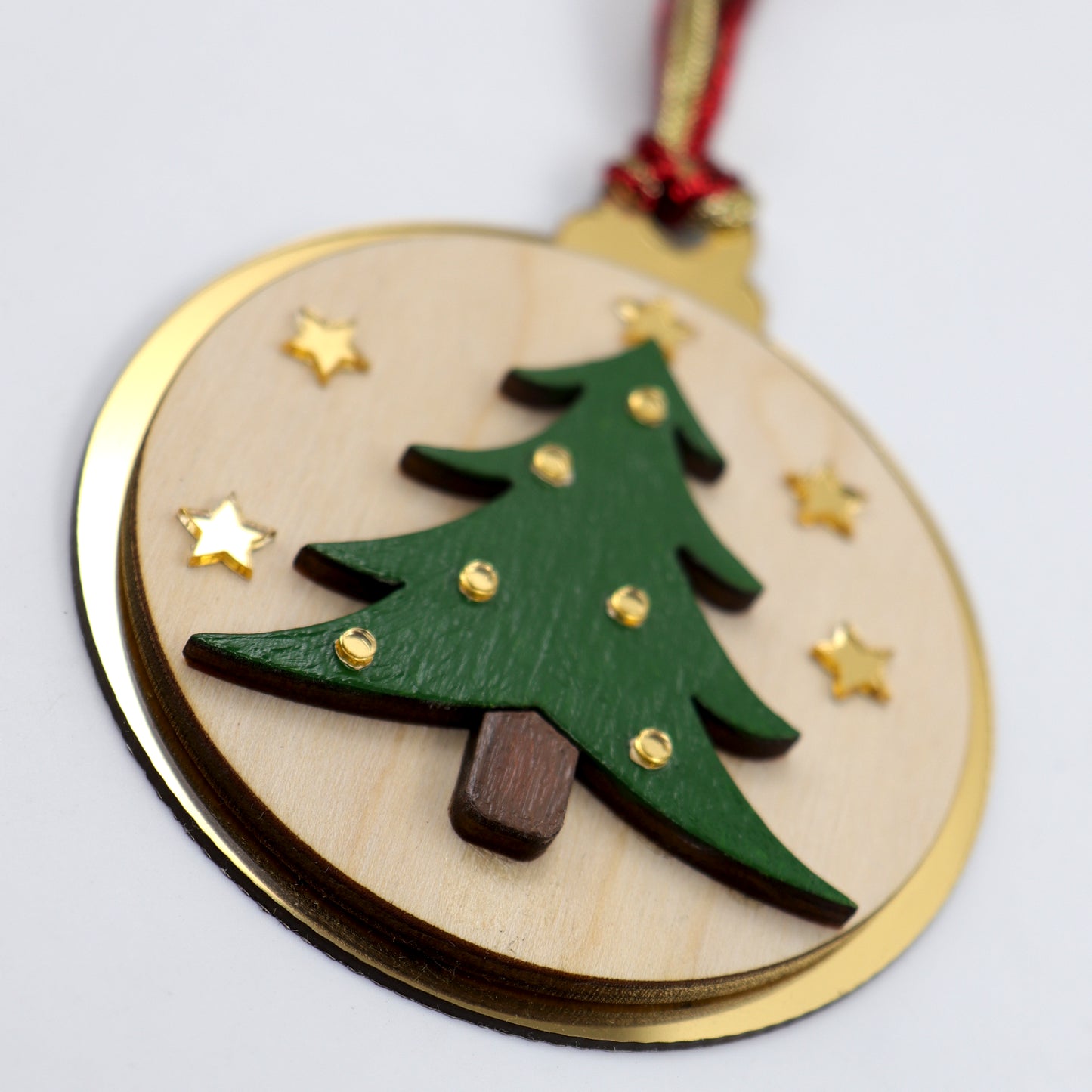Wooden Christmas Tree Ornament - Festive Star & Tree Design
