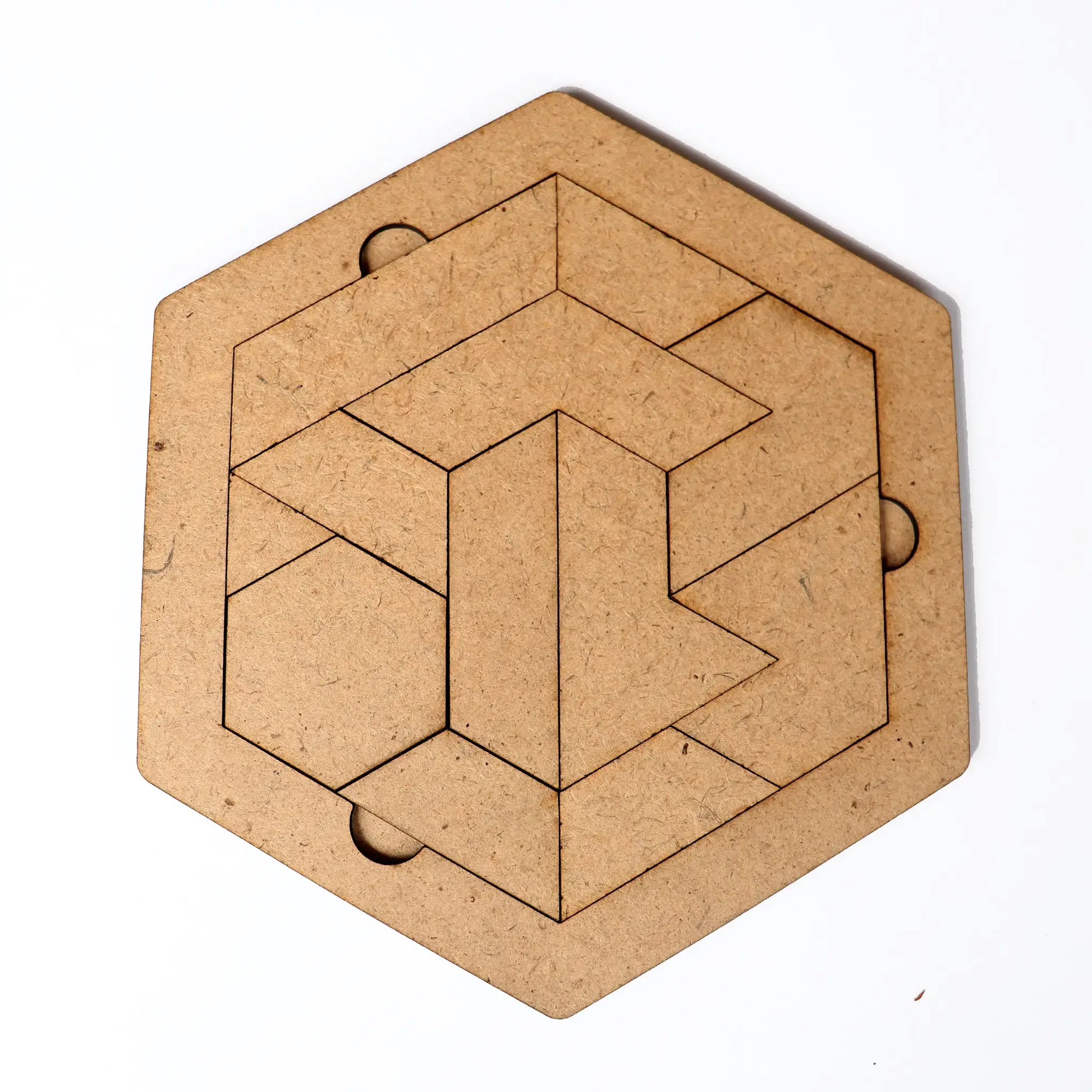 Wooden hexagon tangram puzzle
