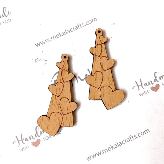 Hearts Engraved Plywood Wooden Blanks