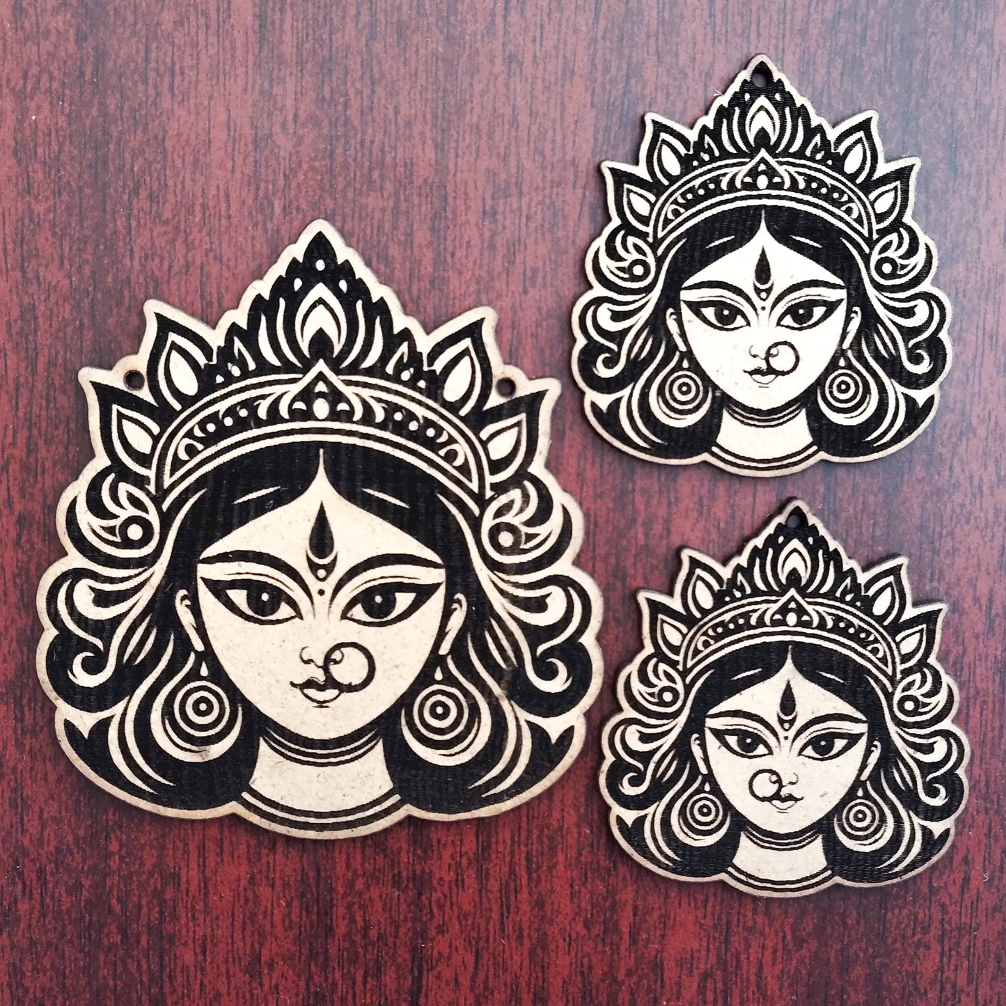 Goddess Durga MDF cutout | pre marked wooden shapes for diy crafts | Navrathiri MDF cutout (Pack of 1)