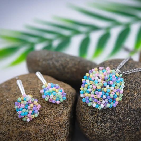 Pastel candy-colored seed beads Jewelry Set